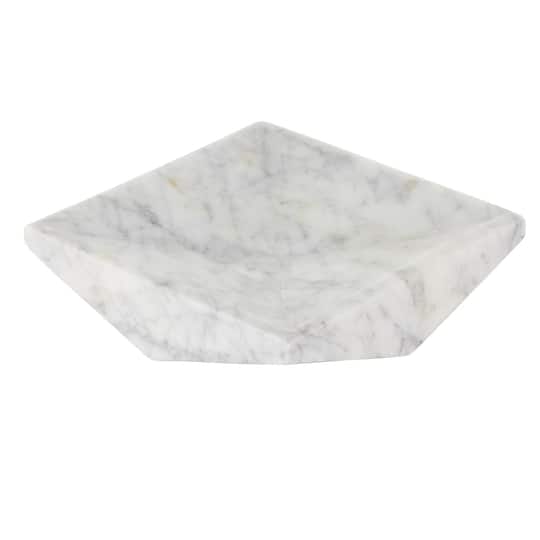 White Marble Geometric Square Tray